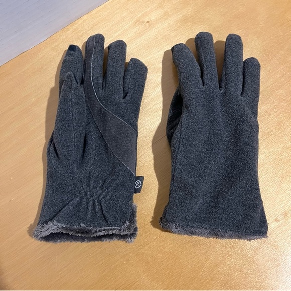 Isotoner Gloves Thinsulate Ultra Insulation Lined Grey ONE SIZE fleece LEATHER - Picture 1 of 6